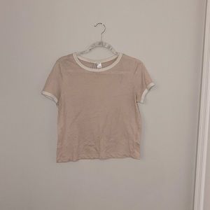 Pink and white cropped t-shirt